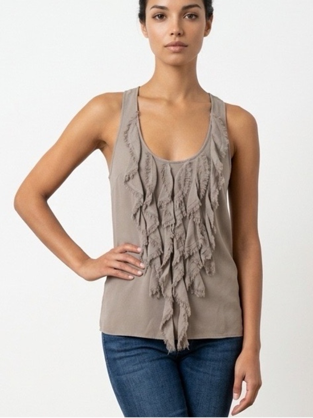 MADISON MARCUS Gray Silk Racerback Tank